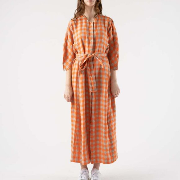 Henrik Vibskov Line Dress-- Orange Checks - Picture 1 of 6